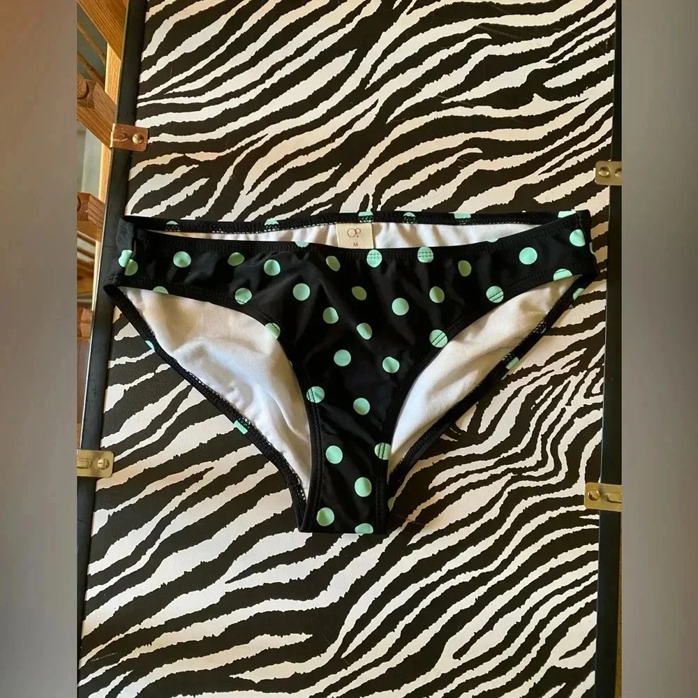 Black and mint polka dot bikini bottom - Picture 1 of 4